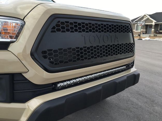 Picture of 16-21 Tacoma 32 Inch Lower Bumper Flush Slim Light Bar Kit 32 inch OSRAM LED Single Light Bar Cali Raised LED