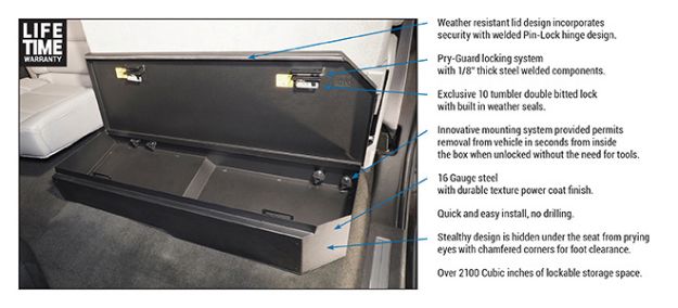 Picture of GM Truck 07-Present Under 60 Percent Bench Seat Lockbox Black Rear Tuffy Security