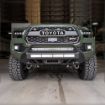 Picture of 16-Up Tacoma Stealth Bumper 32 Inch LED Bar Spot Beam Bumper Light Bar-Blue-Tall 32 Inch Spot Beam with Relocation Mounts Bumper Light Bar Switch No Winch No D-Ring Cali Raised LED